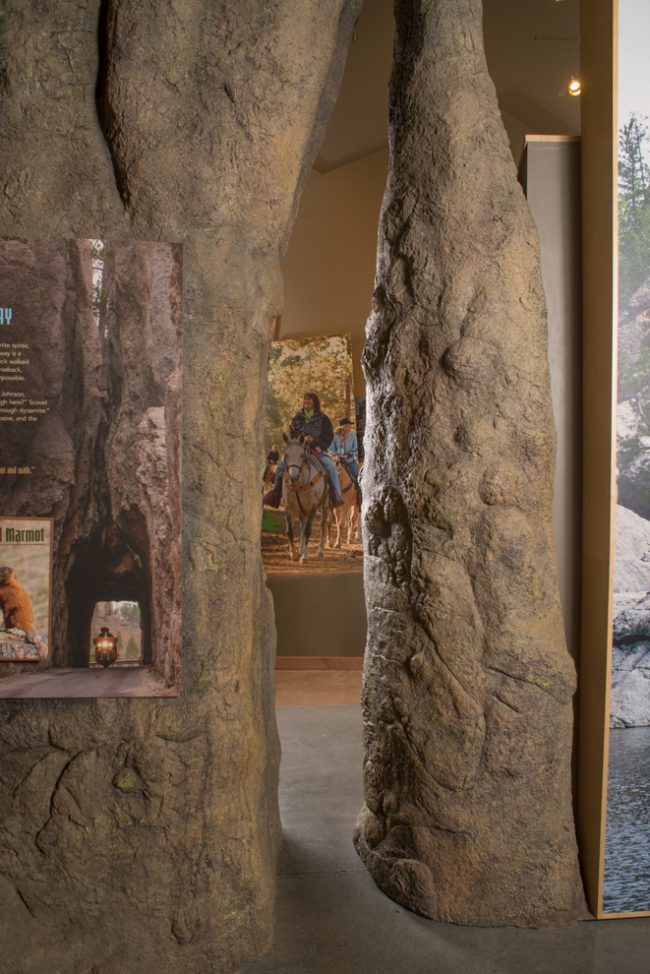 Sculpted rockwork gives visitors a taste of the spires and towers that they can see in the park. 