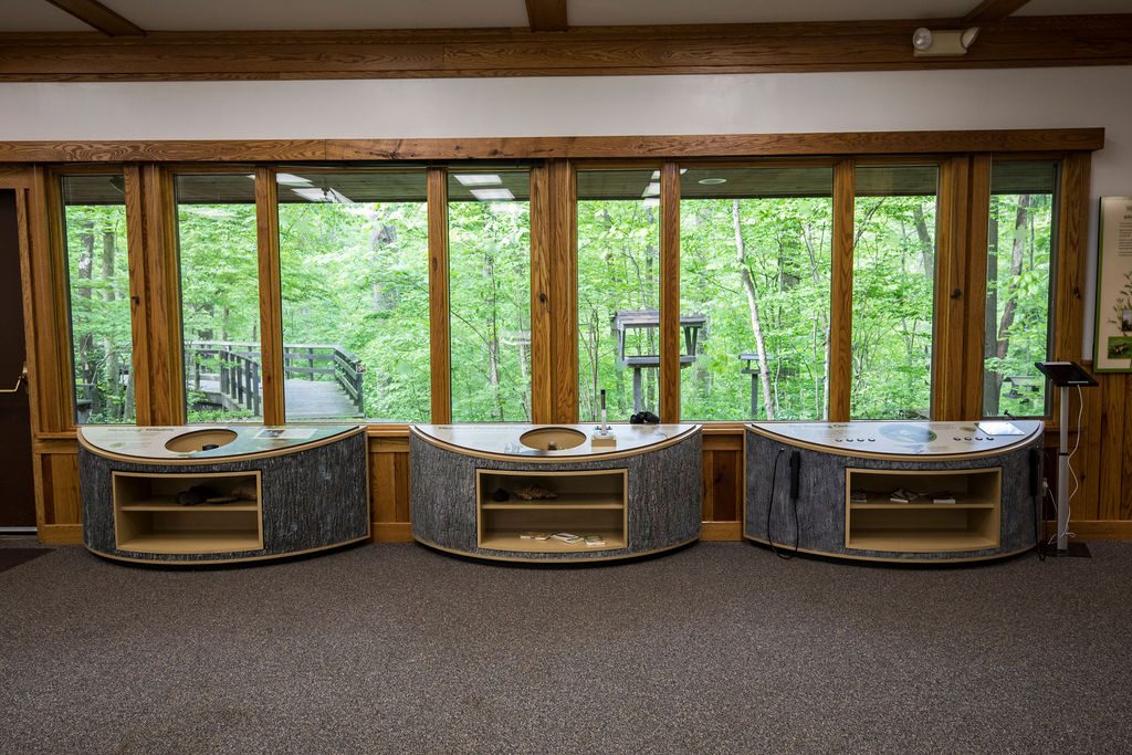 Three "living lab" stations sit near the visitor center's viewing windows. Here, visitors can take part in hands-on citizen science activities that connect them to the landscape outside.