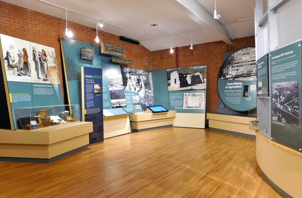 Through text, artifacts, and computer interactives visitors can explore how Coloma, California, changed with the gold rush.