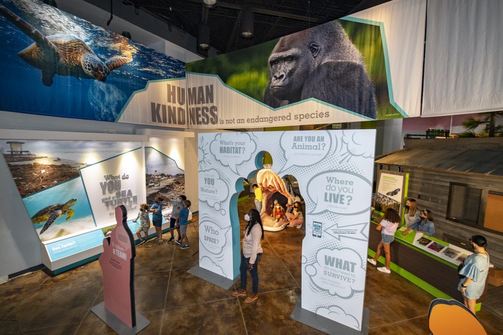 The entry of the Conservation Action Center welcomes visitors, and asks them to think about what they have in common with wildlife species.

Photo by Ron Magill/Zoo Miami